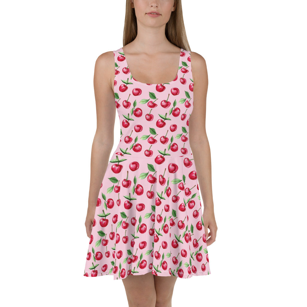 Add a pop of fun to your summer wardrobe with this cherry-print skater dress! Lightweight, playful, versatile & perfect for sunny outings and casual occasions.