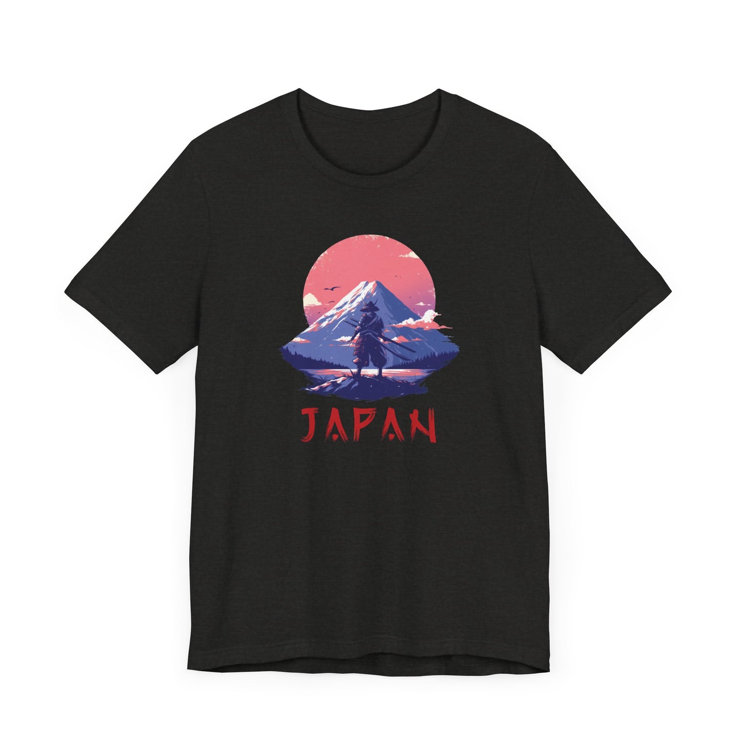 Konnichiwa, Nippon, Japan, Samurai, Mt Fuji, Samurai standing in front of Mt Fuji, Samurai Warrior, Japan tee, Samurai tee, Samurai clothing