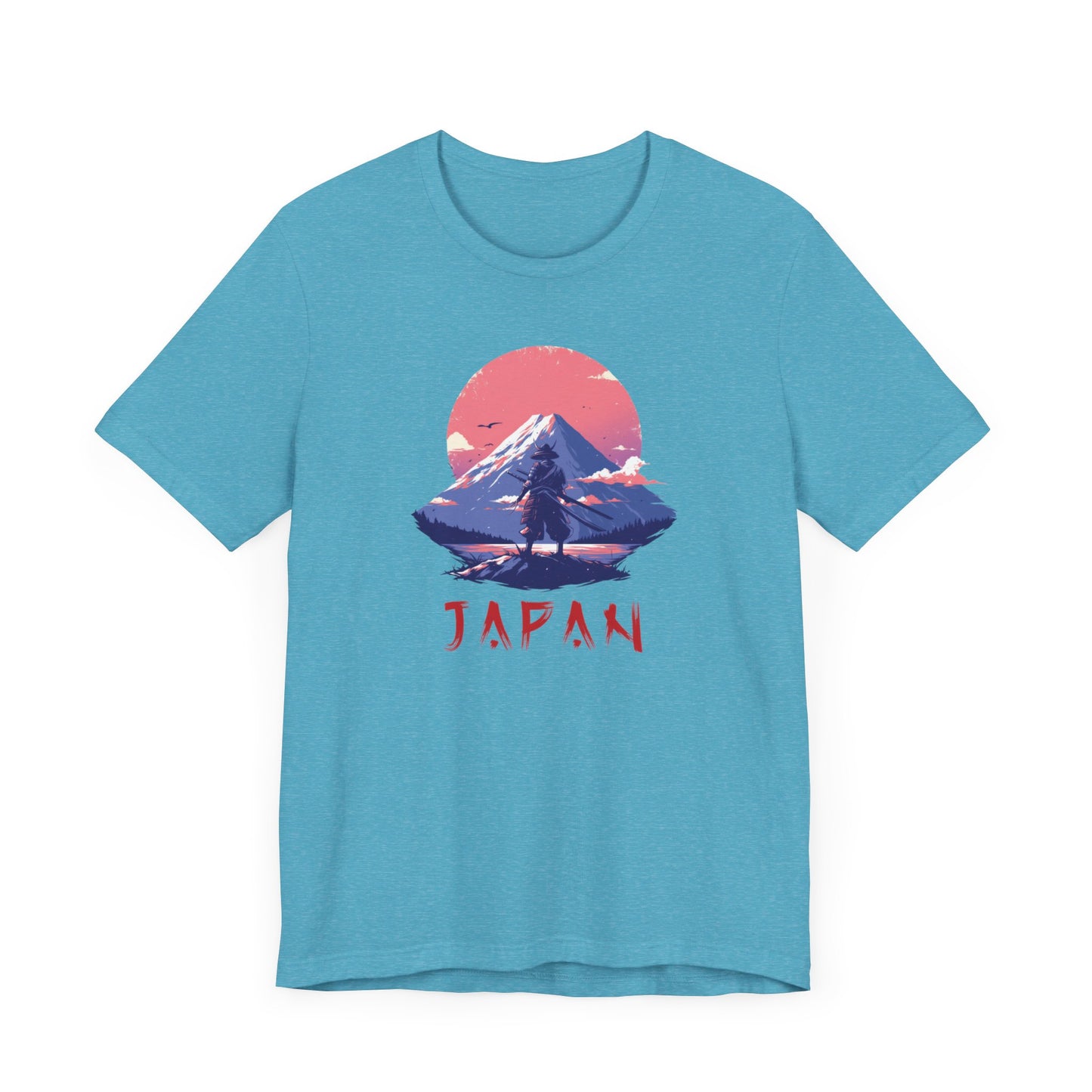 Konnichiwa, Nippon, Japan, Samurai, Mt Fuji, Samurai standing in front of Mt Fuji, Samurai Warrior, Japan tee, Samurai tee, Samurai clothing