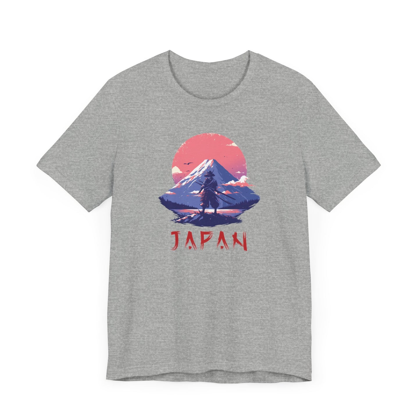 Konnichiwa, Nippon, Japan, Samurai, Mt Fuji, Samurai standing in front of Mt Fuji, Samurai Warrior, Japan tee, Samurai tee, Samurai clothing