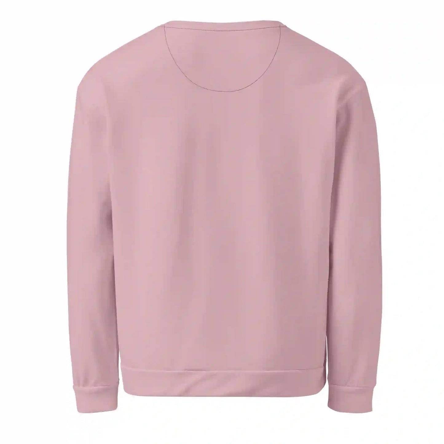 Rear view of the 'City Glamour Muse' sweatshirt, showing the solid soft pink back, as the graphic design is only on the front.