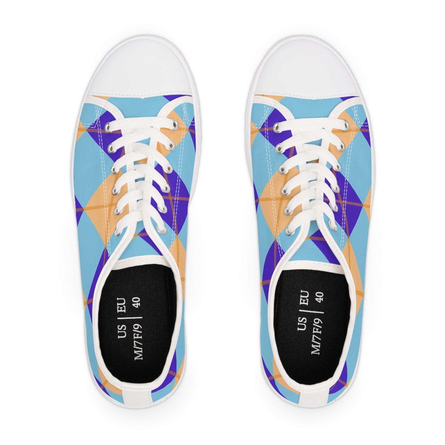 Custom Chequered Sneakers for Women, pair top view