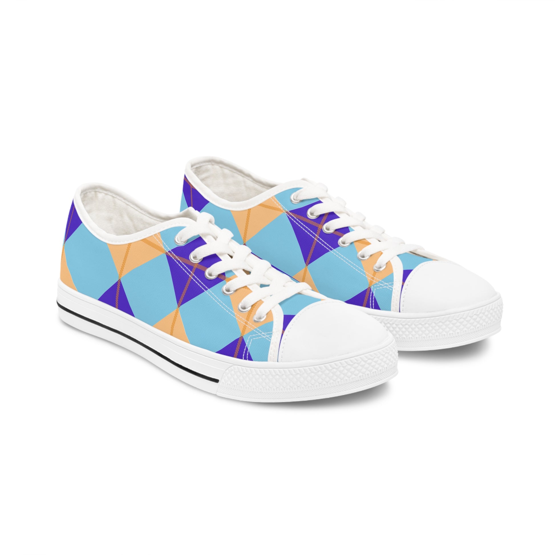 Custom Chequered Sneakers for Women, pair side view