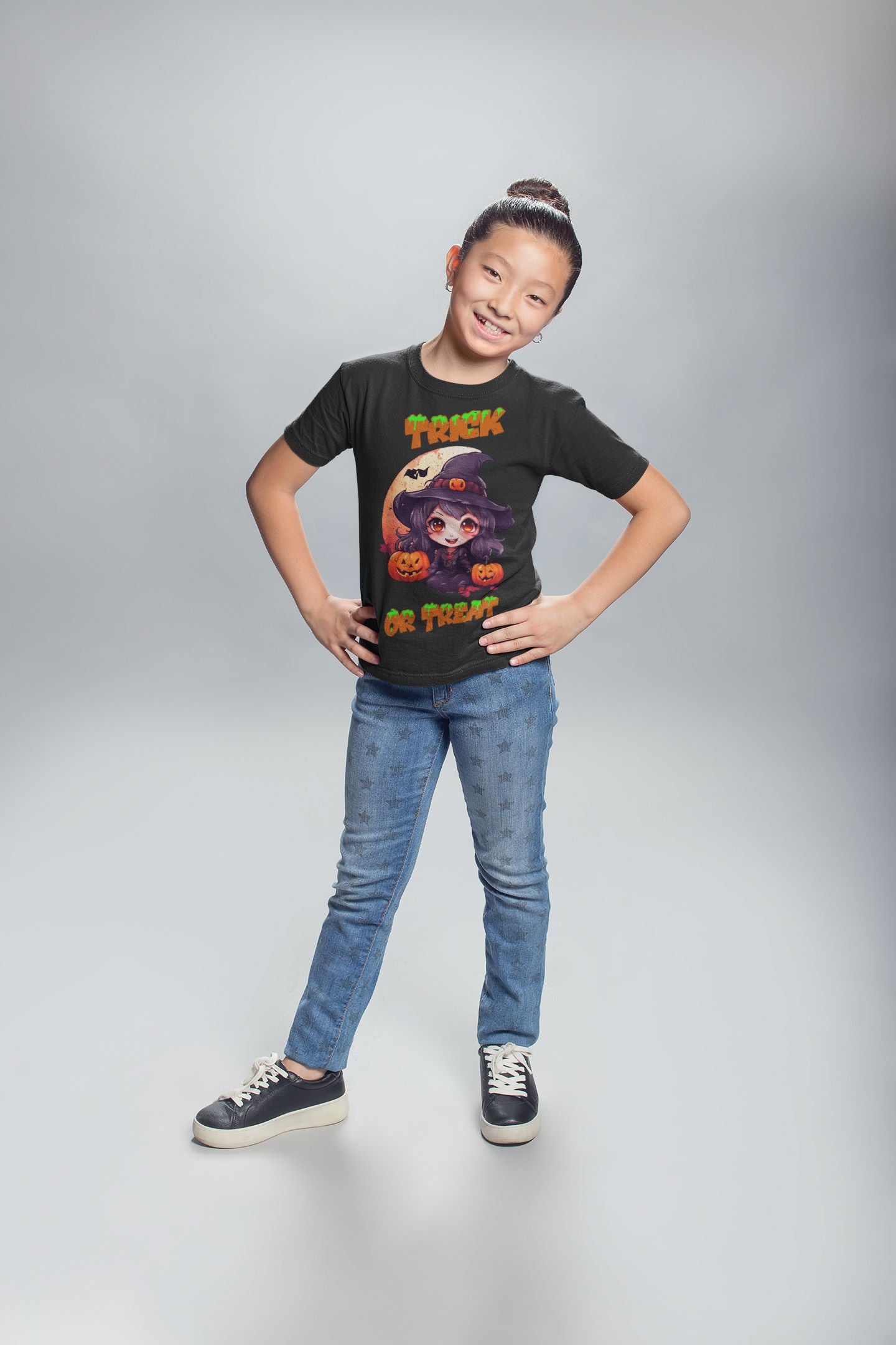 Witch Tee, T-shirts, Kids' Clothing, Kids Halloween Tee, Kids Halloween Costume, Kawaii Witch, Halloween Tee