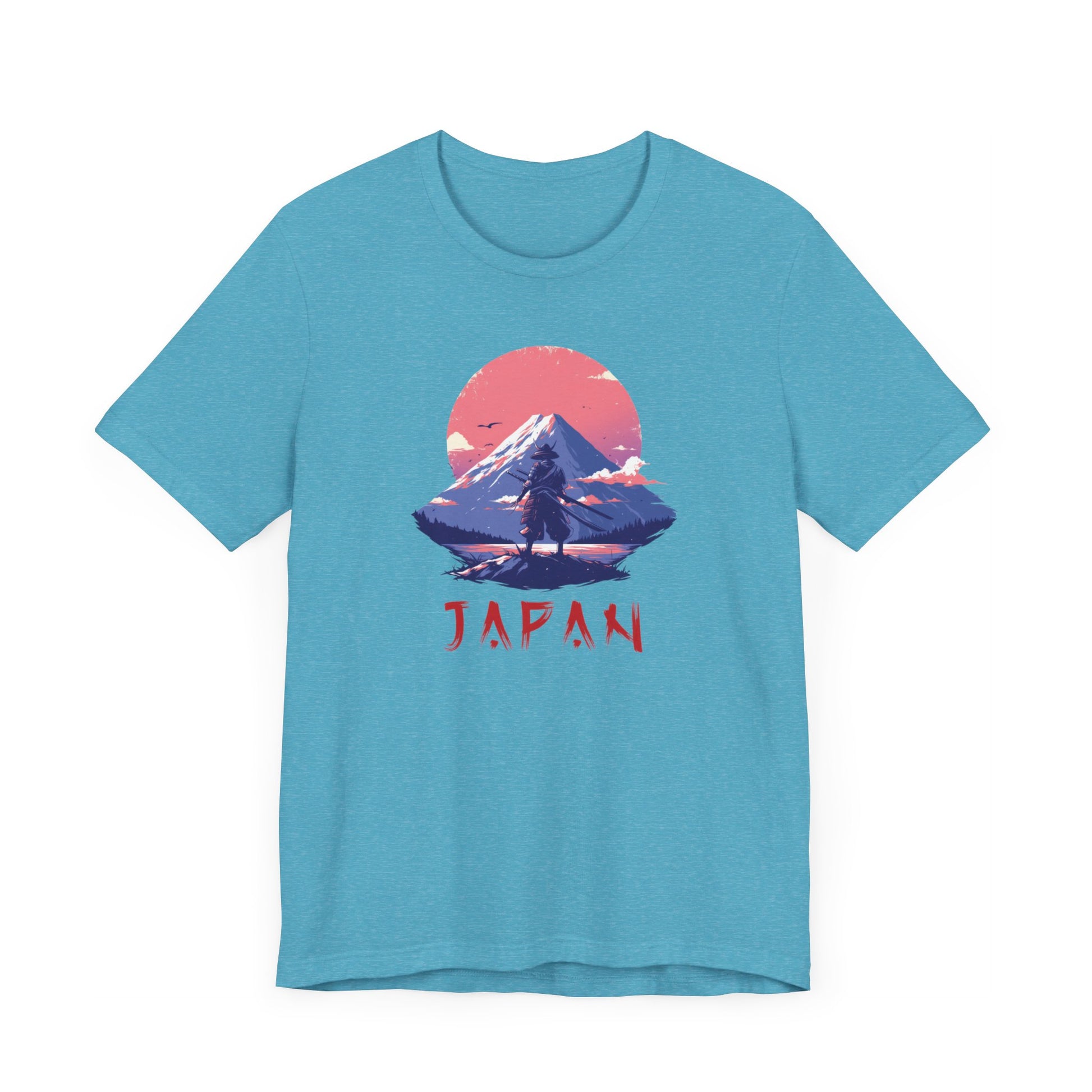 Konnichiwa, Nippon, Japan, Samurai, Mt Fuji, Samurai standing in front of Mt Fuji, Samurai Warrior, Japan tee, Samurai tee, Samurai clothing