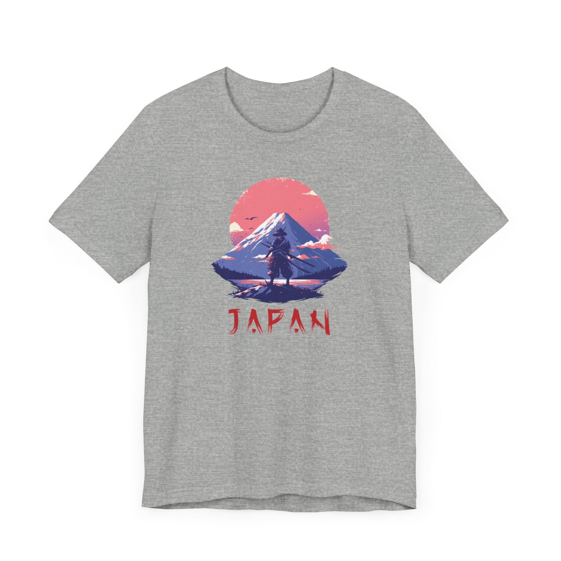 Konnichiwa, Nippon, Japan, Samurai, Mt Fuji, Samurai standing in front of Mt Fuji, Samurai Warrior, Japan tee, Samurai tee, Samurai clothing