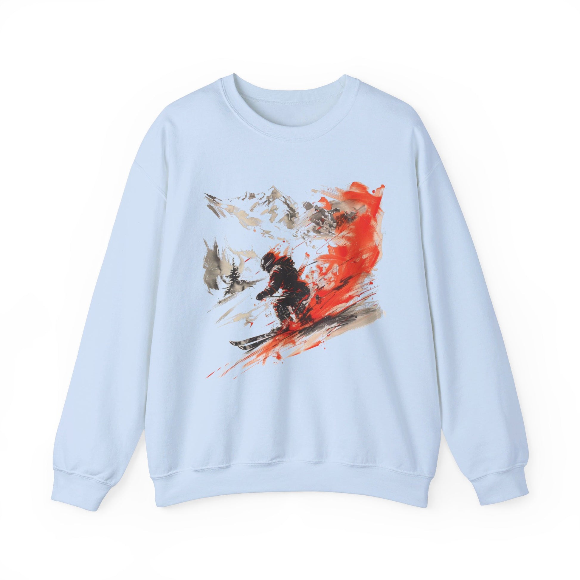 Mountain Adventure Sweatshirt, Ski Sweatshirt, Skiing Graphic Hoodie, Outdoor Apparel, Winter Sports Clothing, Ski Downhill Sweatshirt, Adventure Hoodie, Snow Sports Gear, Black and Orange Sweatshirt, Skiing Fashion, Casual Winter Wear, Unisex Ski Hoodie, Graphic Ski Apparel, Winter Adventure Clothing, Snowboarding Sweatshirt