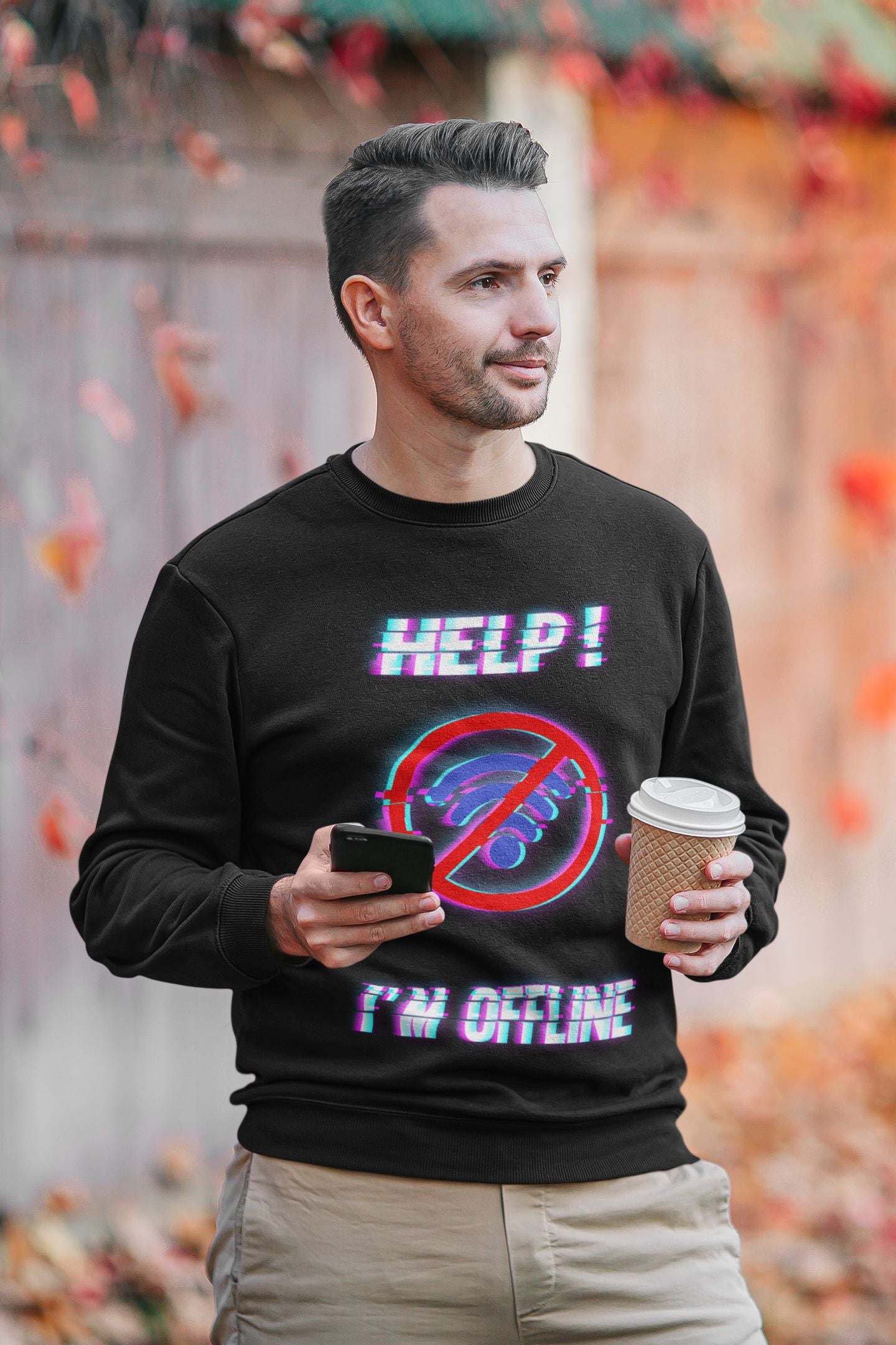 Help I'm Offline Sweatshirt, No WiFi Sweatshirt, Funny Sweatshirt, Graphic Sweatshirt, Internet-Free Sweatshirt, Quirky Apparel, Tech Humor Clothing, Social Media Detox, Offline Mode Sweatshirt, Comfortable Sweatshirt, Gift for Tech Lovers, Relaxed Fit Sweatshirt, Internet Meme Clothing