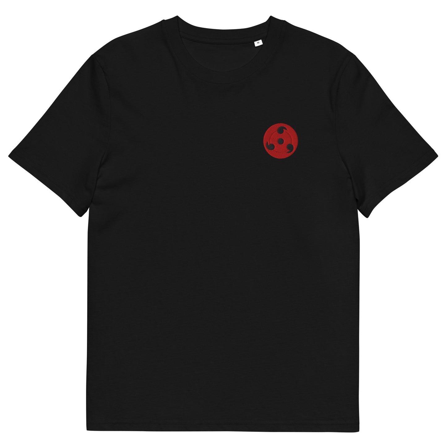 Shop the Red Emblem Organic Cotton T-Shirt! Unisex, available in black or pink, this minimalist tee offers eco-friendly comfort with a bold design.