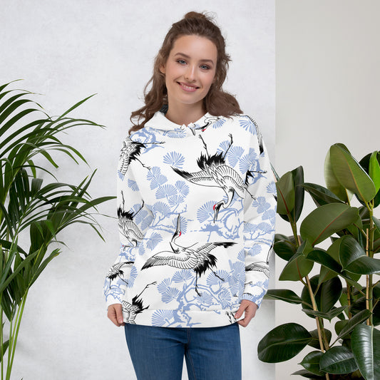 Tancho, streetwear hoodie, Red-Crowned Crane, Japanese Streetwear, Japanese pattern, Japanese Hoodie, Japanese Crane Hoodie, Japanese Crane, harajuku, Crane bird, Cool Hoodies, Chinese Crane, Asian hoodie, Asian gift, Anime Hoodies, aesthetic sweatshirt