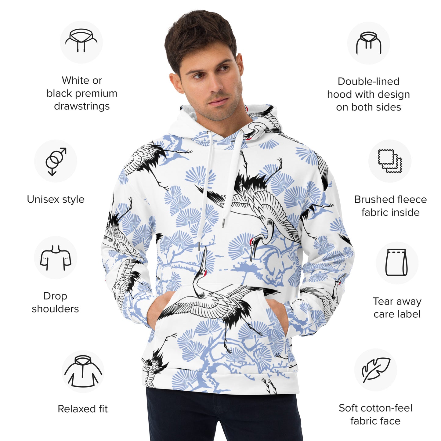 Tancho, streetwear hoodie, Red-Crowned Crane, Japanese Streetwear, Japanese pattern, Japanese Hoodie, Japanese Crane Hoodie, Japanese Crane, harajuku, Crane bird, Cool Hoodies, Chinese Crane, Asian hoodie, Asian gift, Anime Hoodies, aesthetic sweatshirt