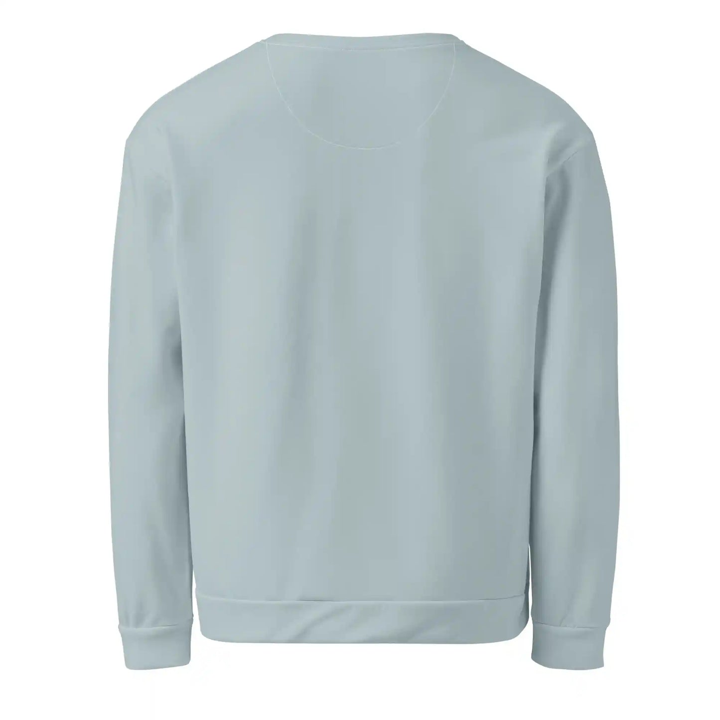 Rear view of the 'Retro Pop Muse' sweatshirt, showing the solid light blue back, as the graphic design is only on the front.