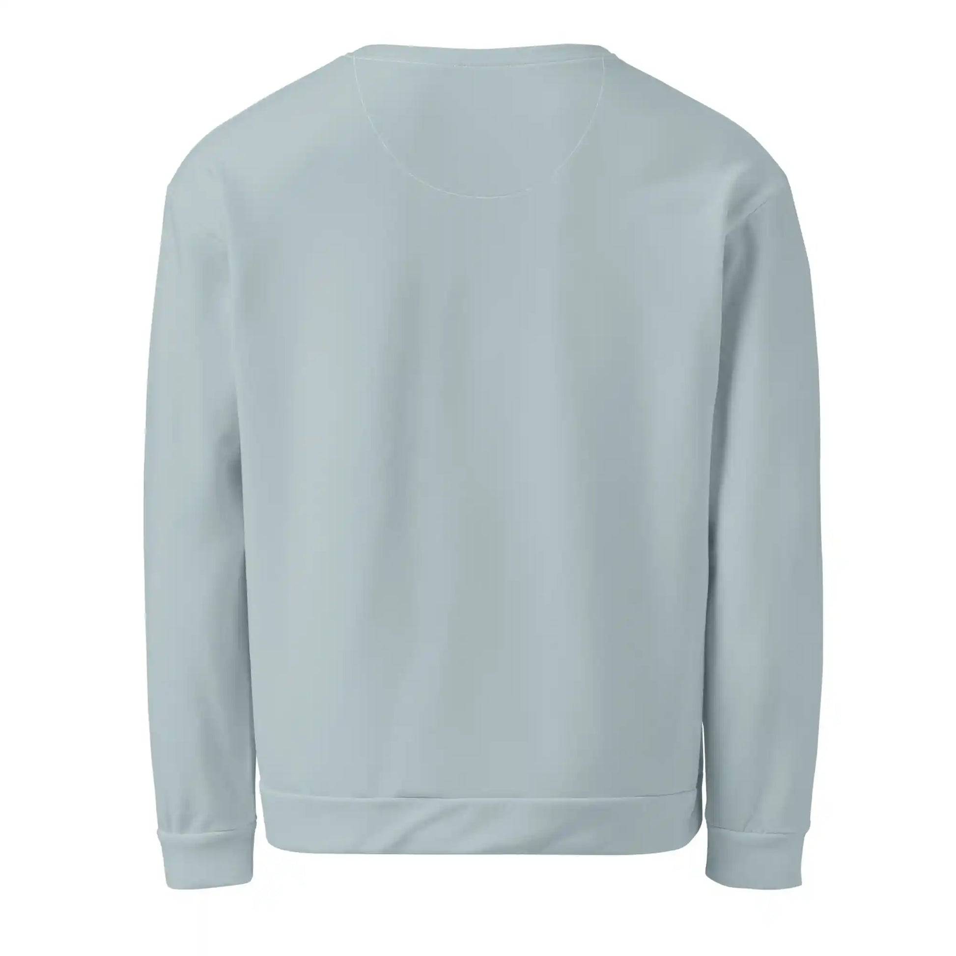 Rear view of the 'Retro Pop Muse' sweatshirt, showing the solid light blue back, as the graphic design is only on the front.