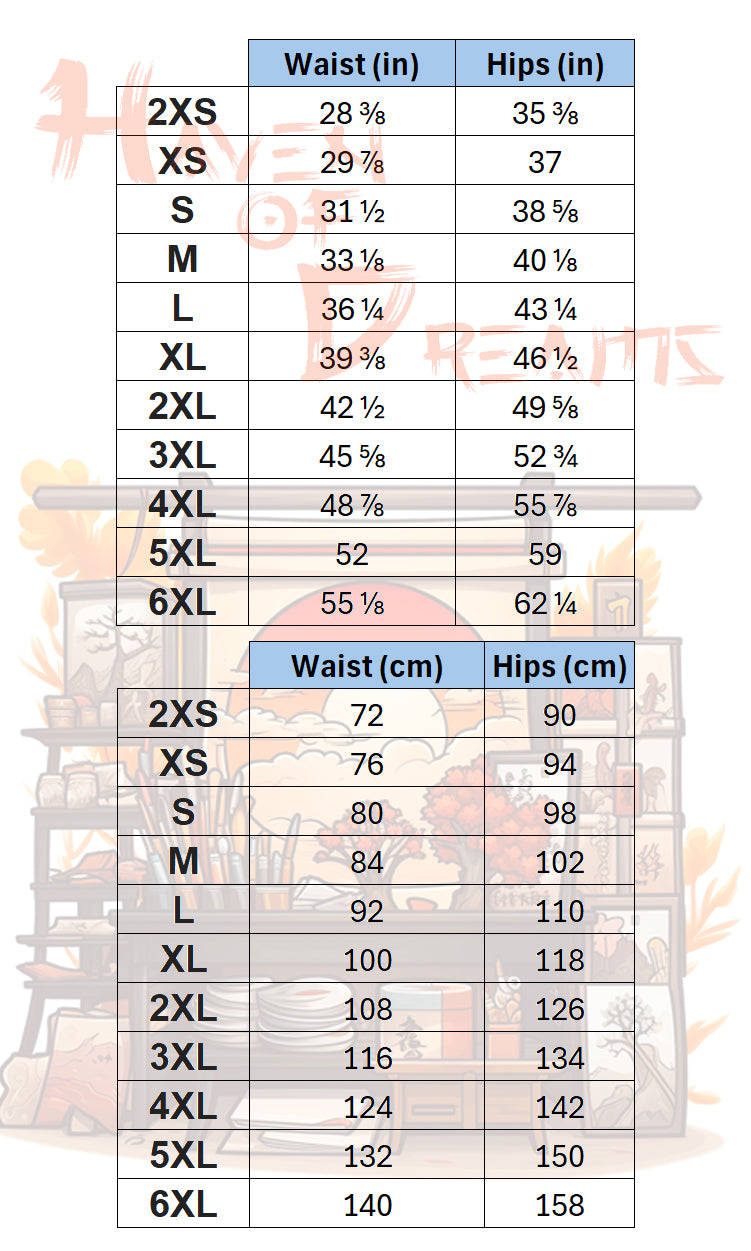 The Haven of Dreams Wide-Leg pants size chart