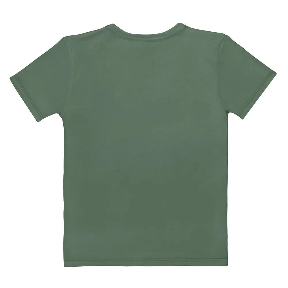 Flat back view of a plain sage green Women's T-Shirt.