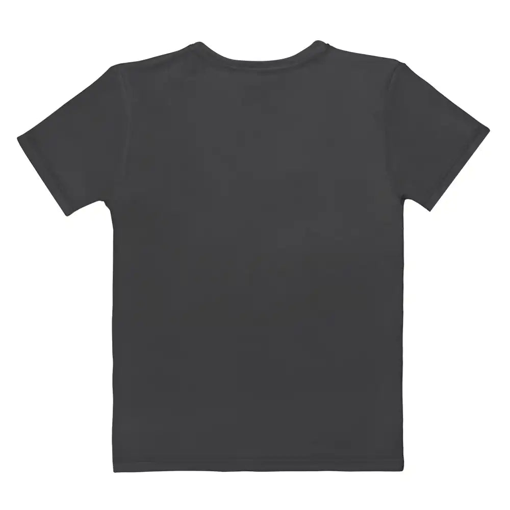 Flat back view of a plain charcoal grey Women's T-Shirt.