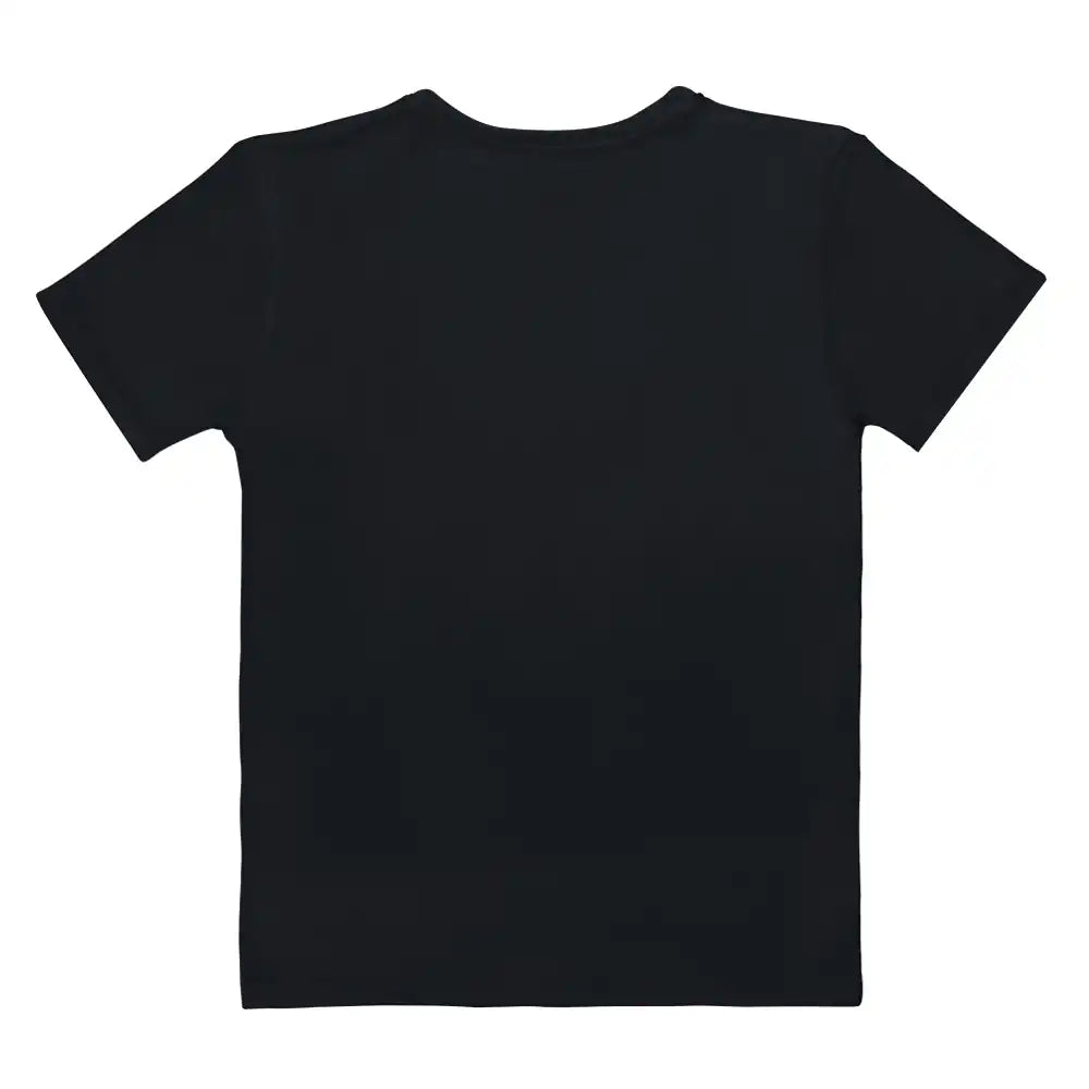 Flat back view of a plain black Women's T-Shirt.