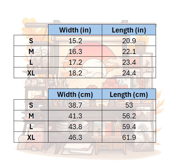 The Haven of Dreams Youth T-Shirt Size Chart
