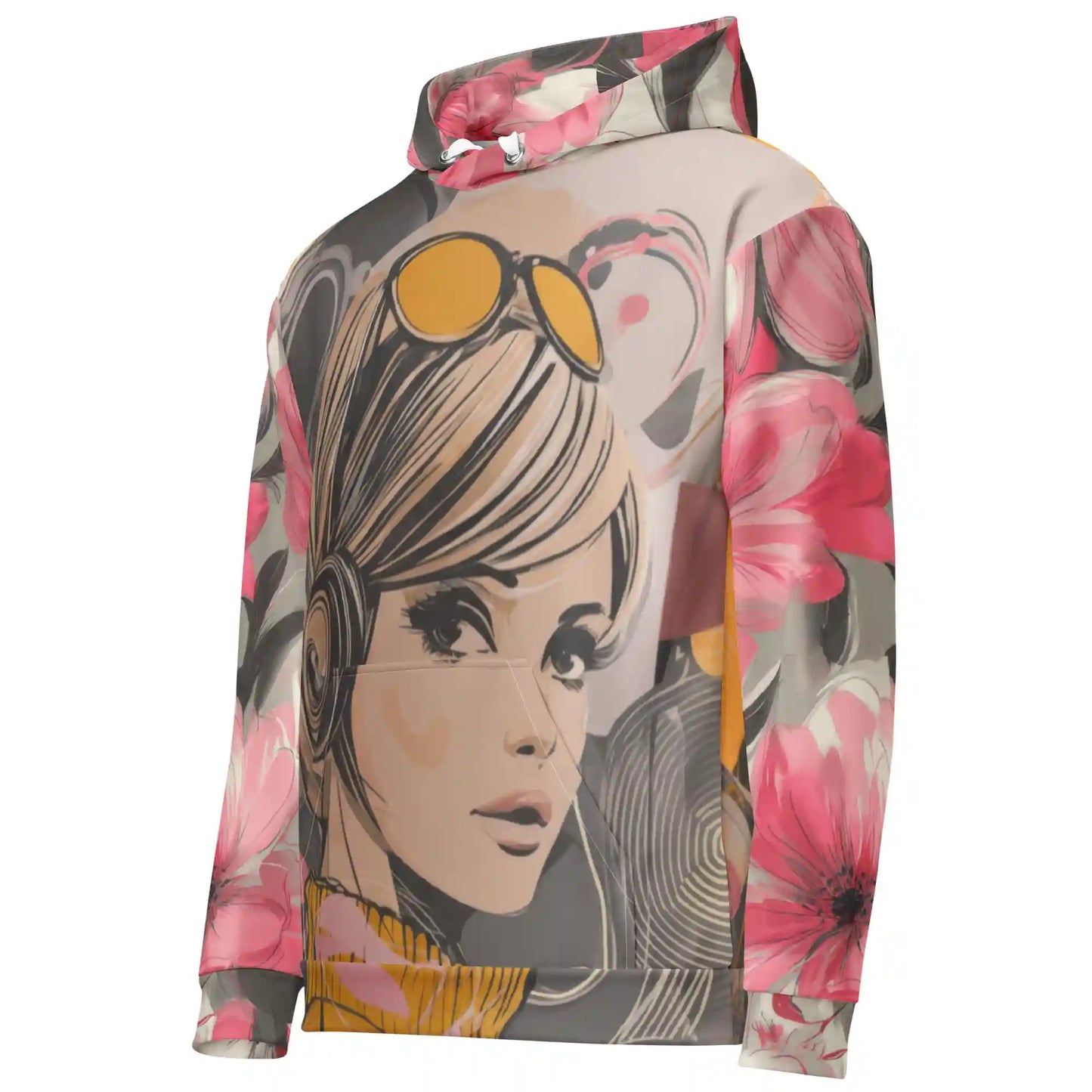 Side view highlighting floral details and retro portrait design