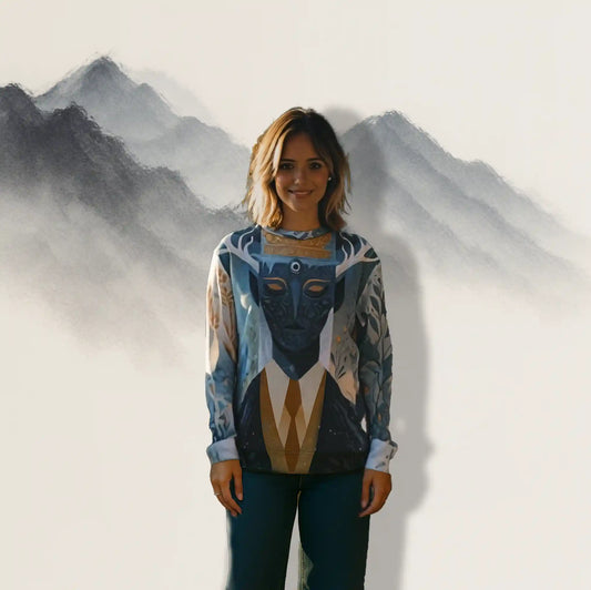 Studio shot of The Antlered Dreamkeeper Hoodie under balanced lighting, emphasizing color accuracy and texture